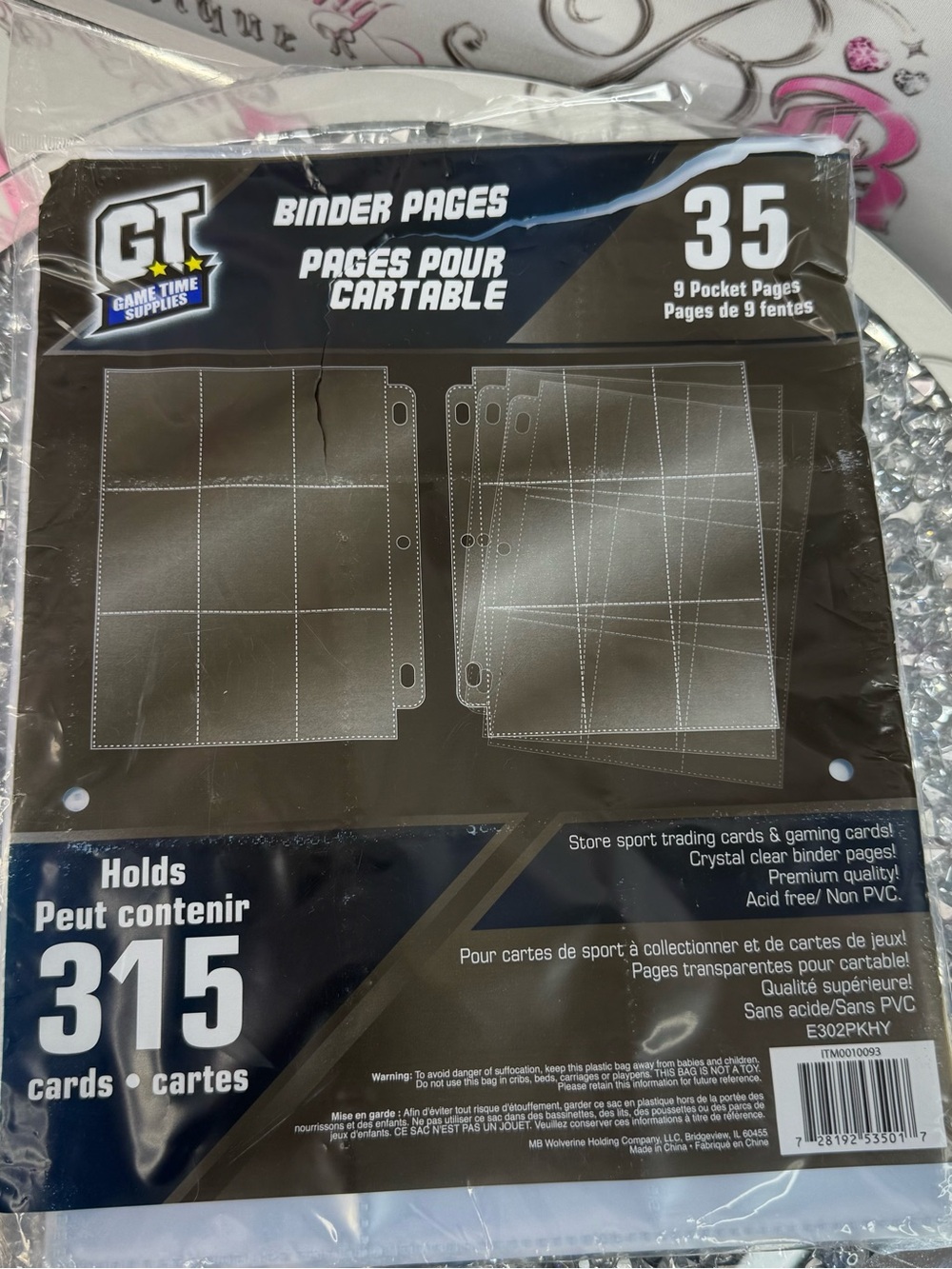 GT GAME TIME 35-Pack 9-Pocket Binder Pages - clear cards holds 315 cards